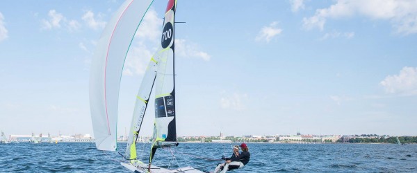 Europeo 49er 2014: Equipo Grez sufre colisión © Berni Grez