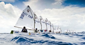 Chile en el podio del Norteamericano de Optimist 2014 © Matías Capizzano