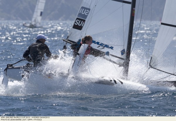 Matias Bühler y Nathalie Brugger en Nacra 17 © Jean-Marie Liot / DPPI  / FFVOILE